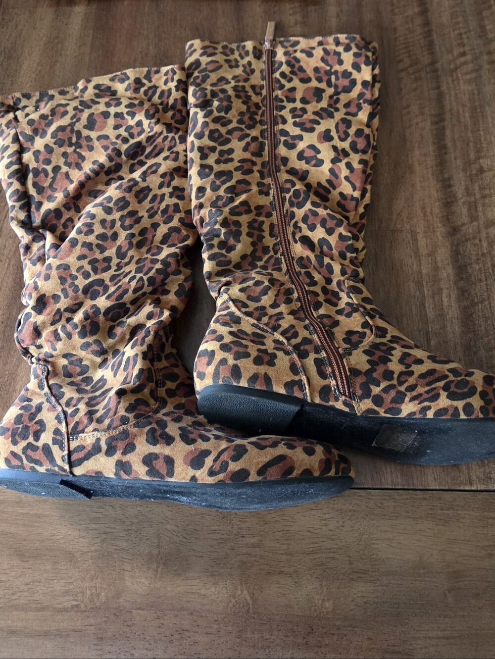 Daily Shoes Cheetah Animal Print Knee High Boots Y2K Fall Size 9